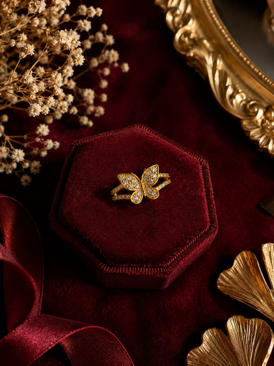 Golden butterfly ring
