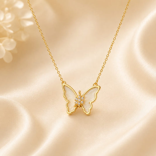 Ivory butterfly pendant necklace