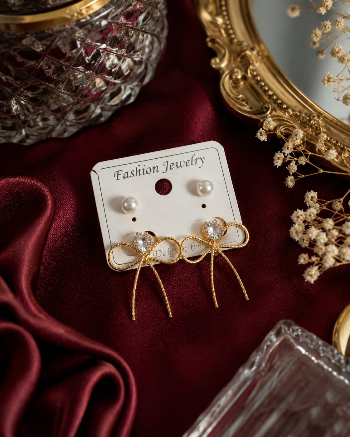 Golden bow earrings