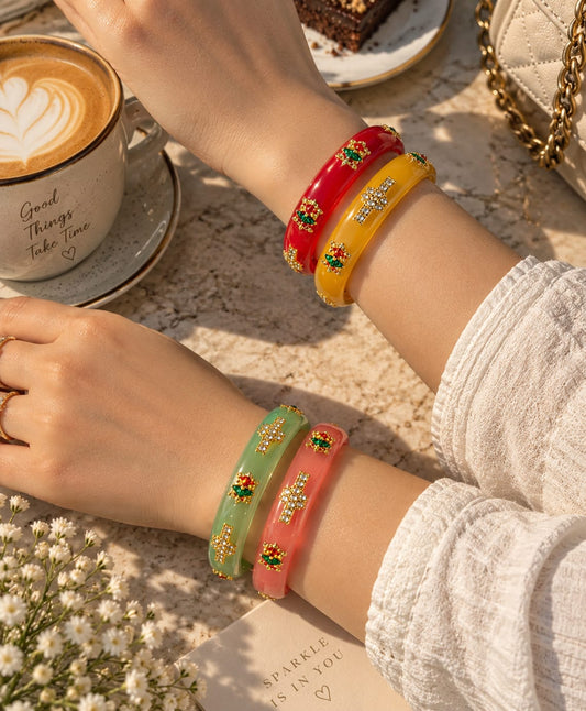 Royal Floral Enamel Bangles