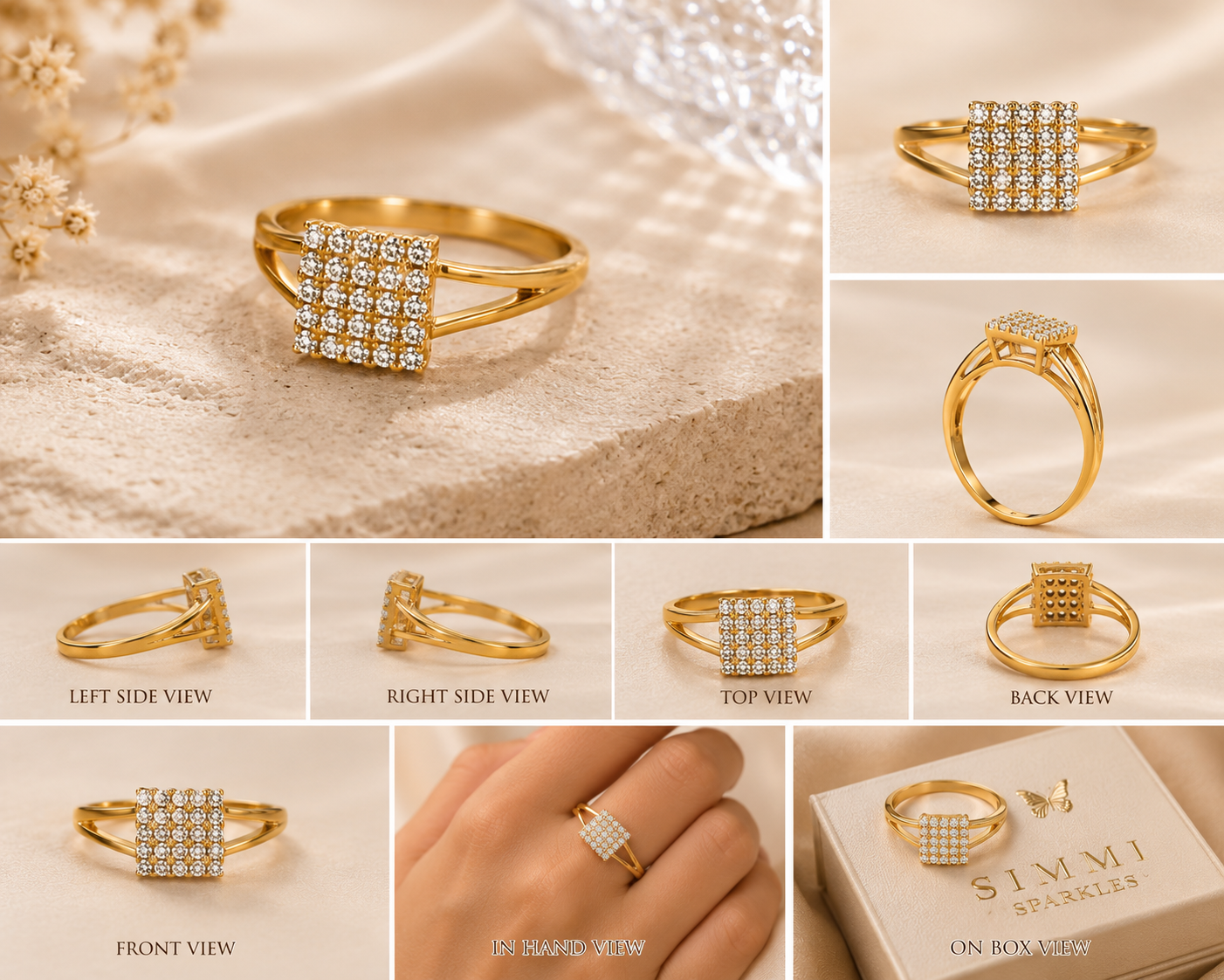 Luxe grid golden ring