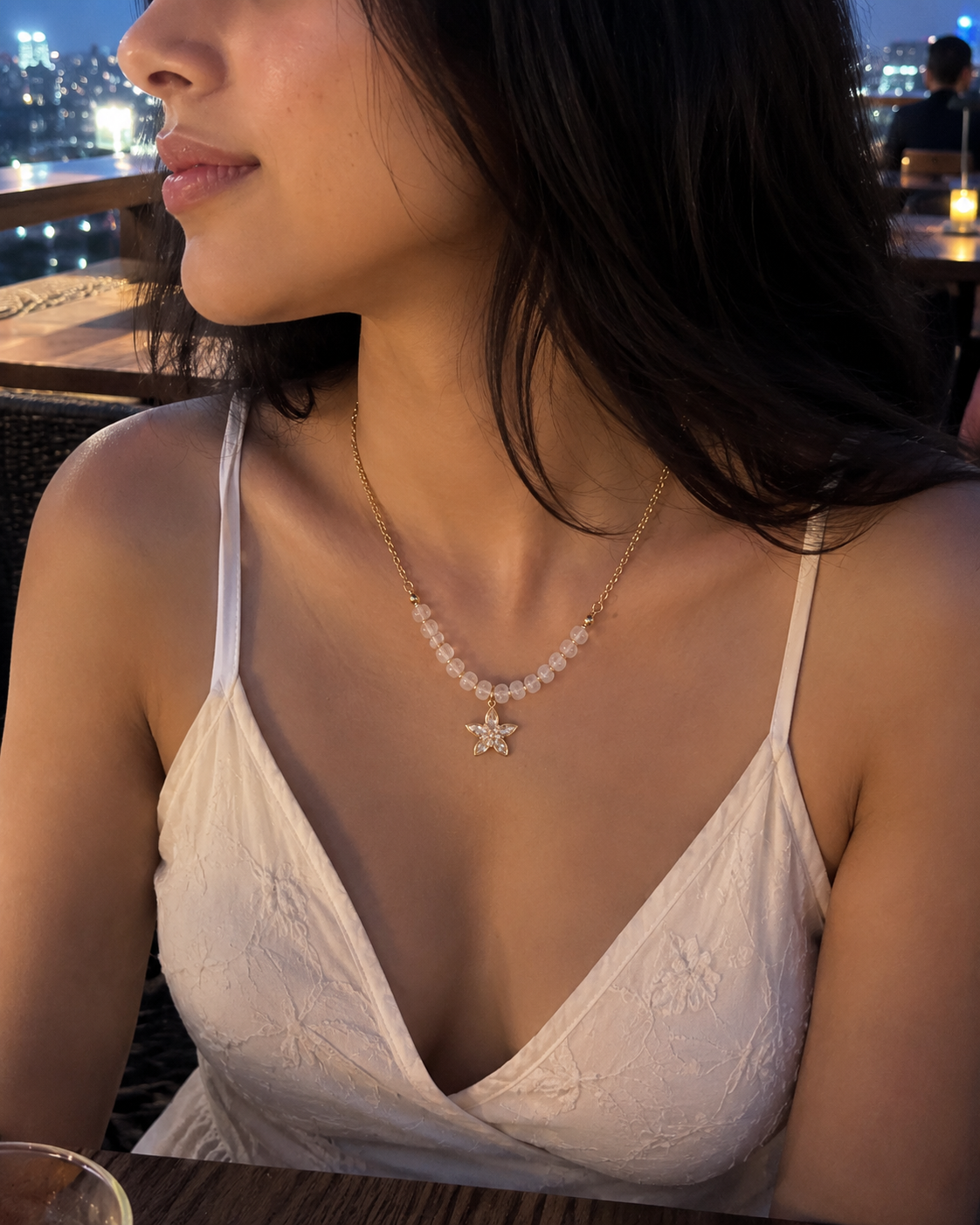 Bloom star beaded pendant necklace