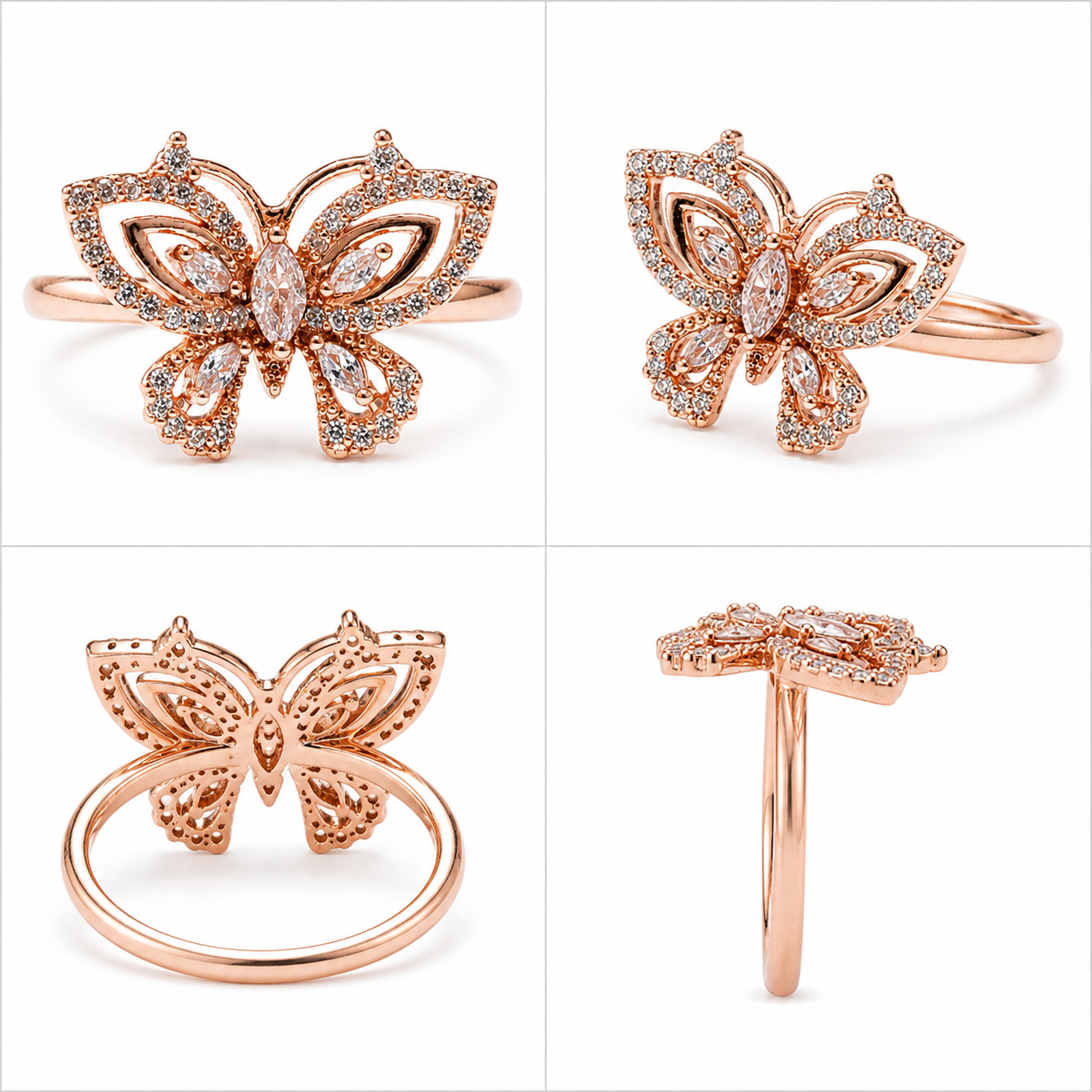 crystal butterfly ring