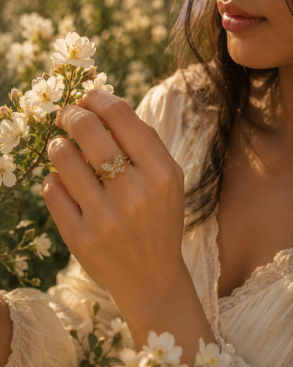 Golden butterfly ring