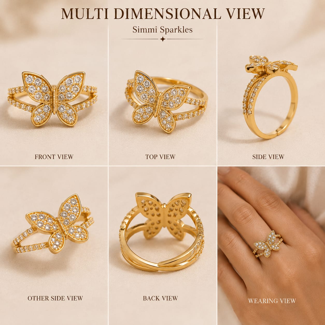Golden butterfly ring