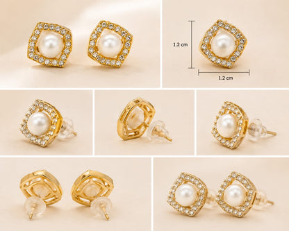 Golden Ivory pearl studs