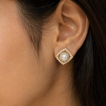 Golden Ivory pearl studs