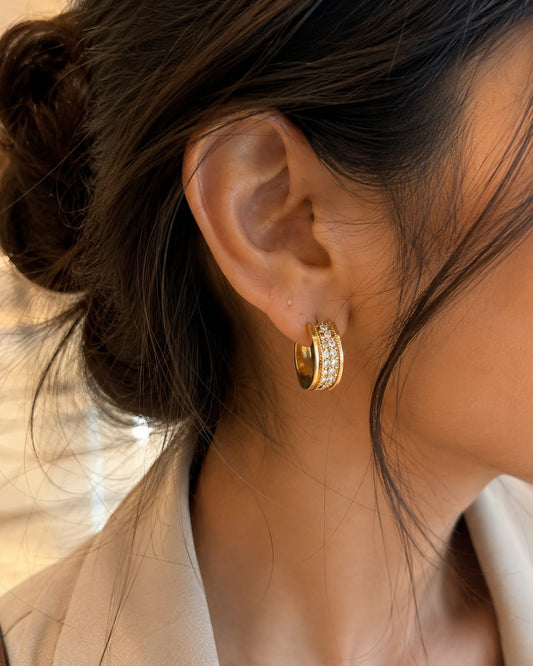 Golden glow crystal hoops