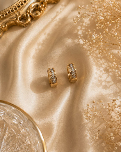 Golden glow crystal hoops