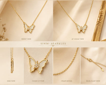 Ivory butterfly pendant necklace