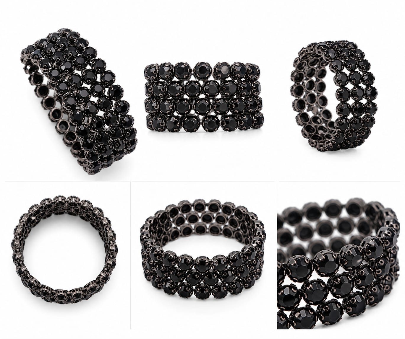 black crystal stone bracelet