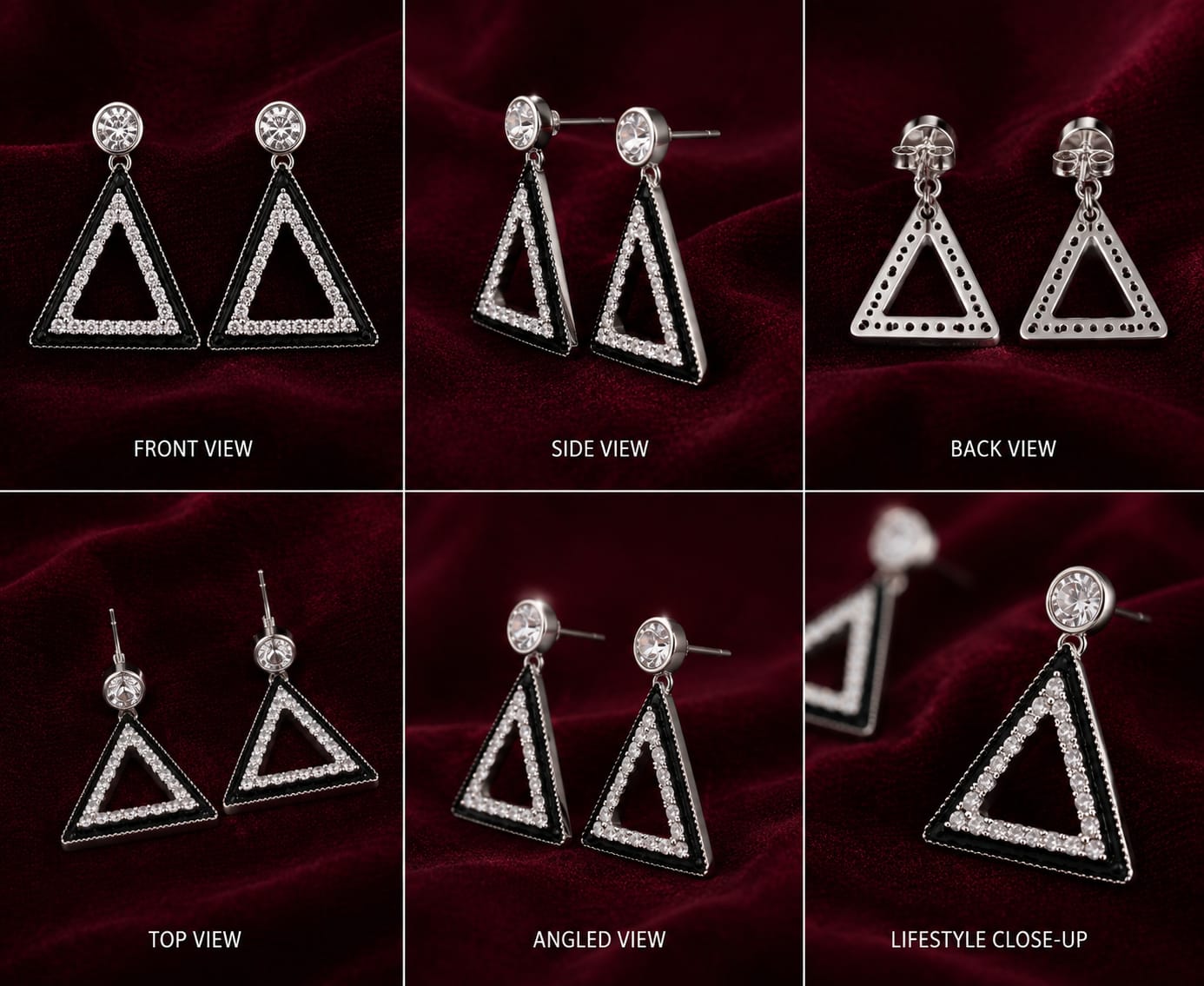 Midnight triangle earrings