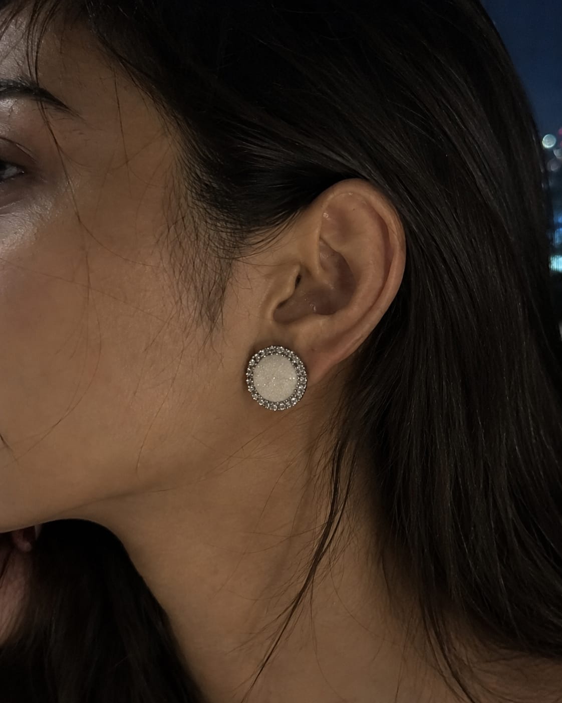 Pearl moon studs