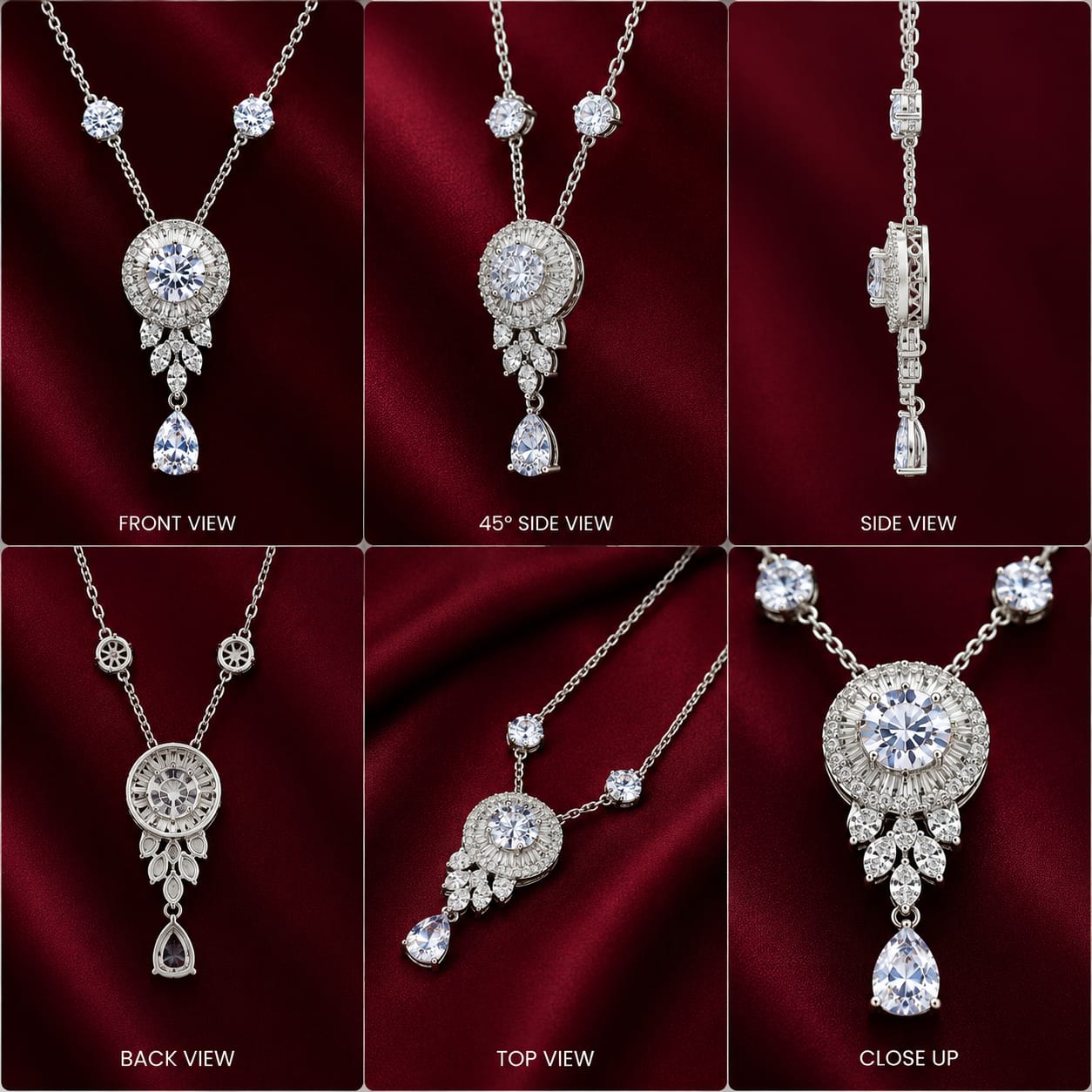 Moon light royal pendant necklace with diamond ring