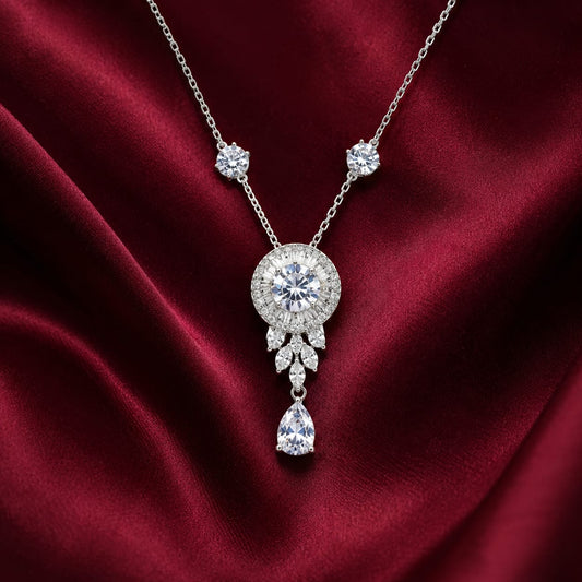 Moon light royal pendant necklace with diamond ring