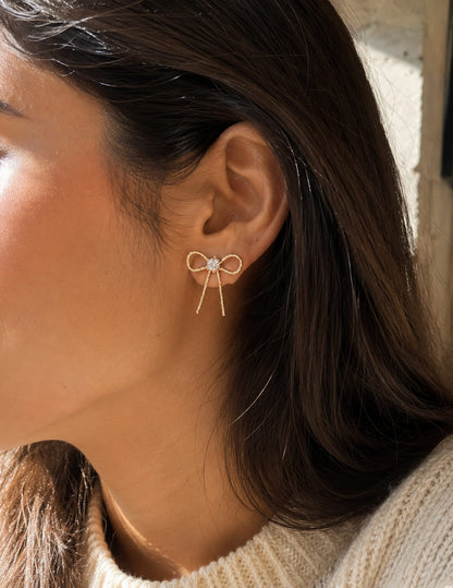 Golden bow earrings