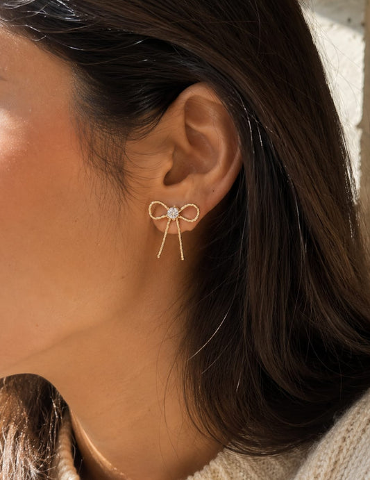 Golden bow earrings