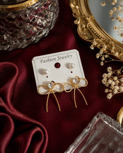 Golden bow earrings