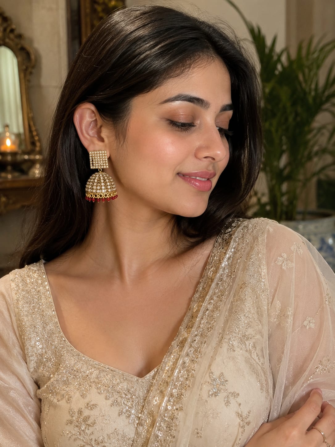 Big red royal jhumka