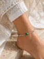 Peacock crystal silver anklet