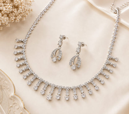 celeste crystal drop pendant necklace with earrings set