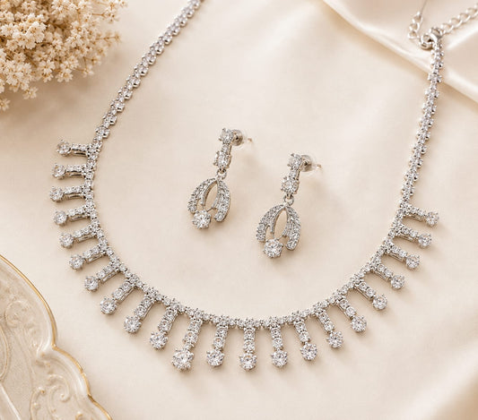 celeste crystal drop pendant necklace with earrings set