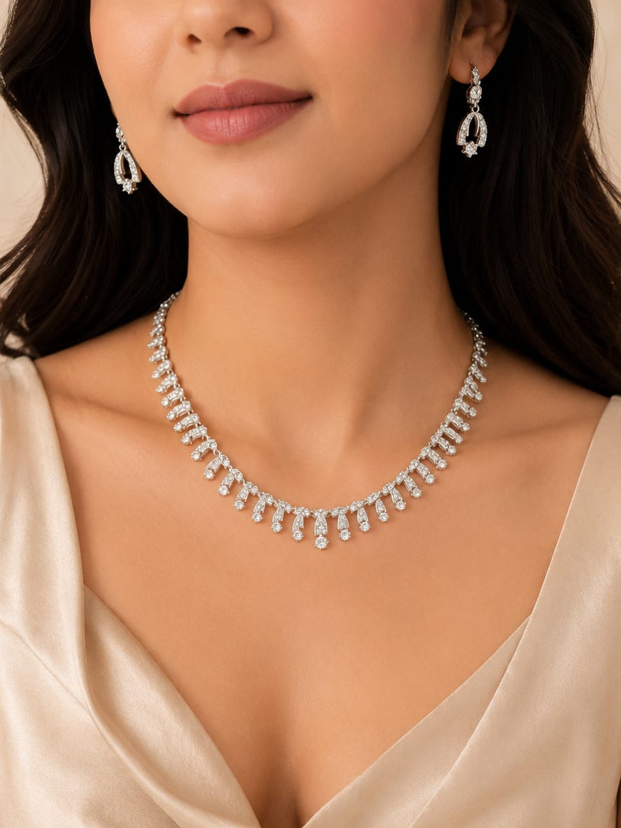 celeste crystal drop pendant necklace with earrings set