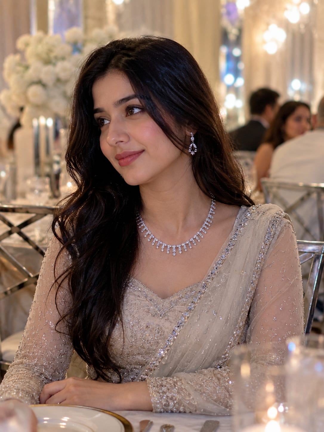 celeste crystal drop pendant necklace with earrings set
