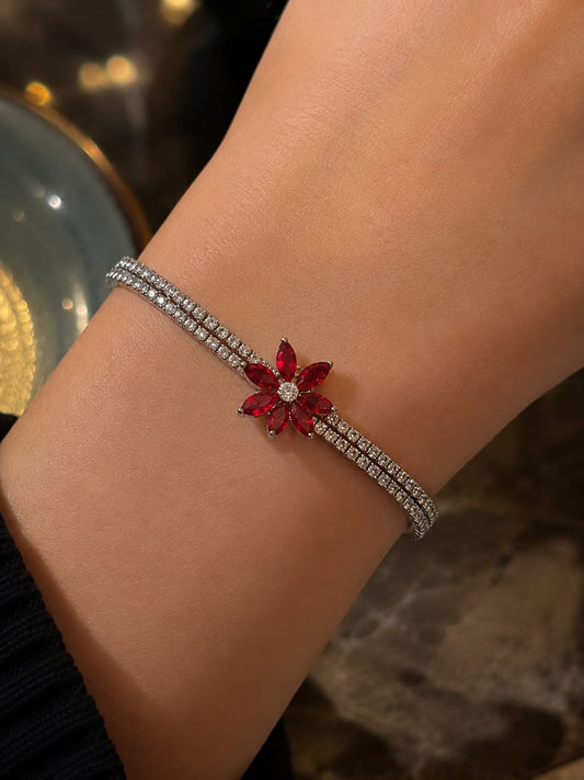 Ruby Bloom Silver bracelet