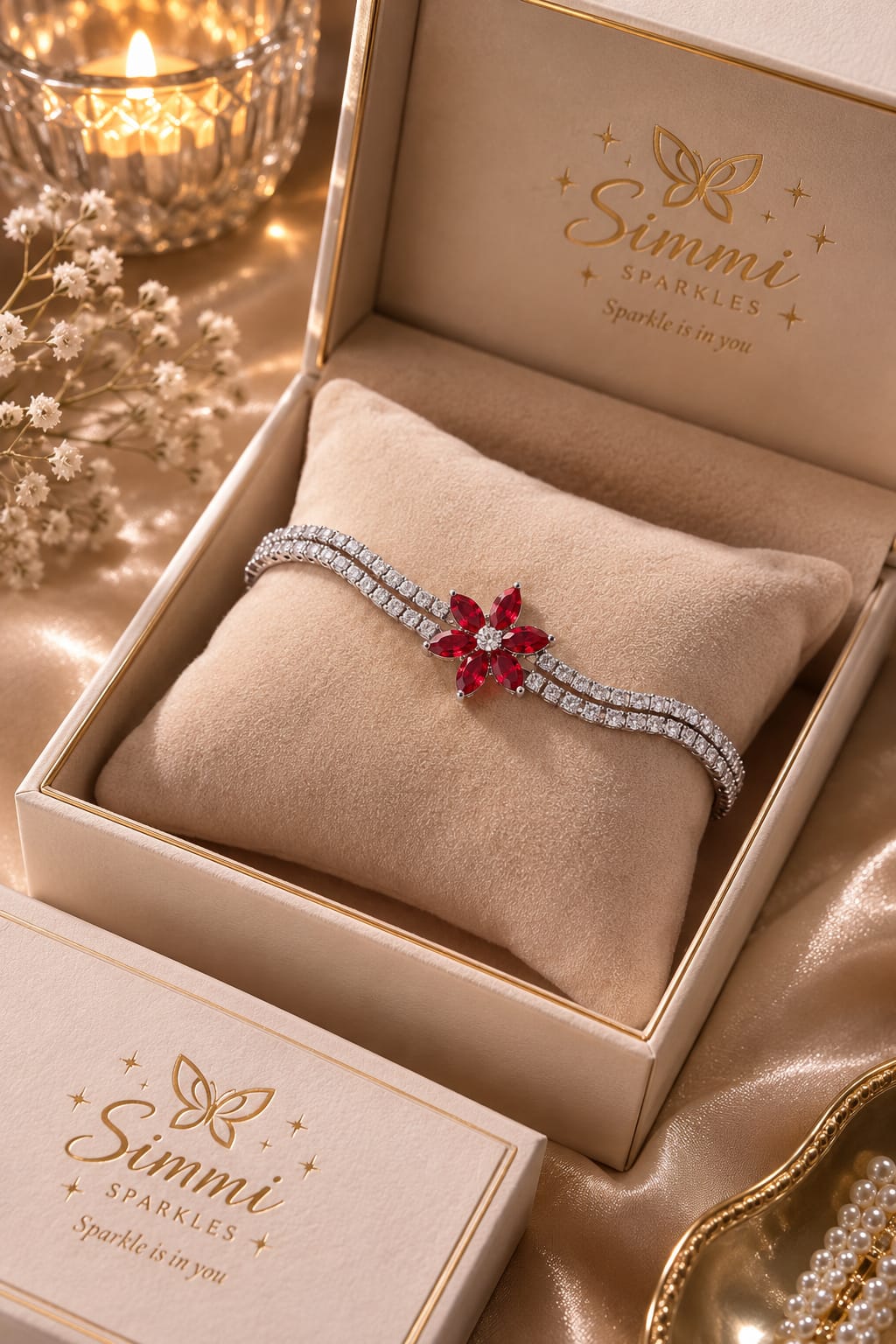Ruby Bloom Silver bracelet