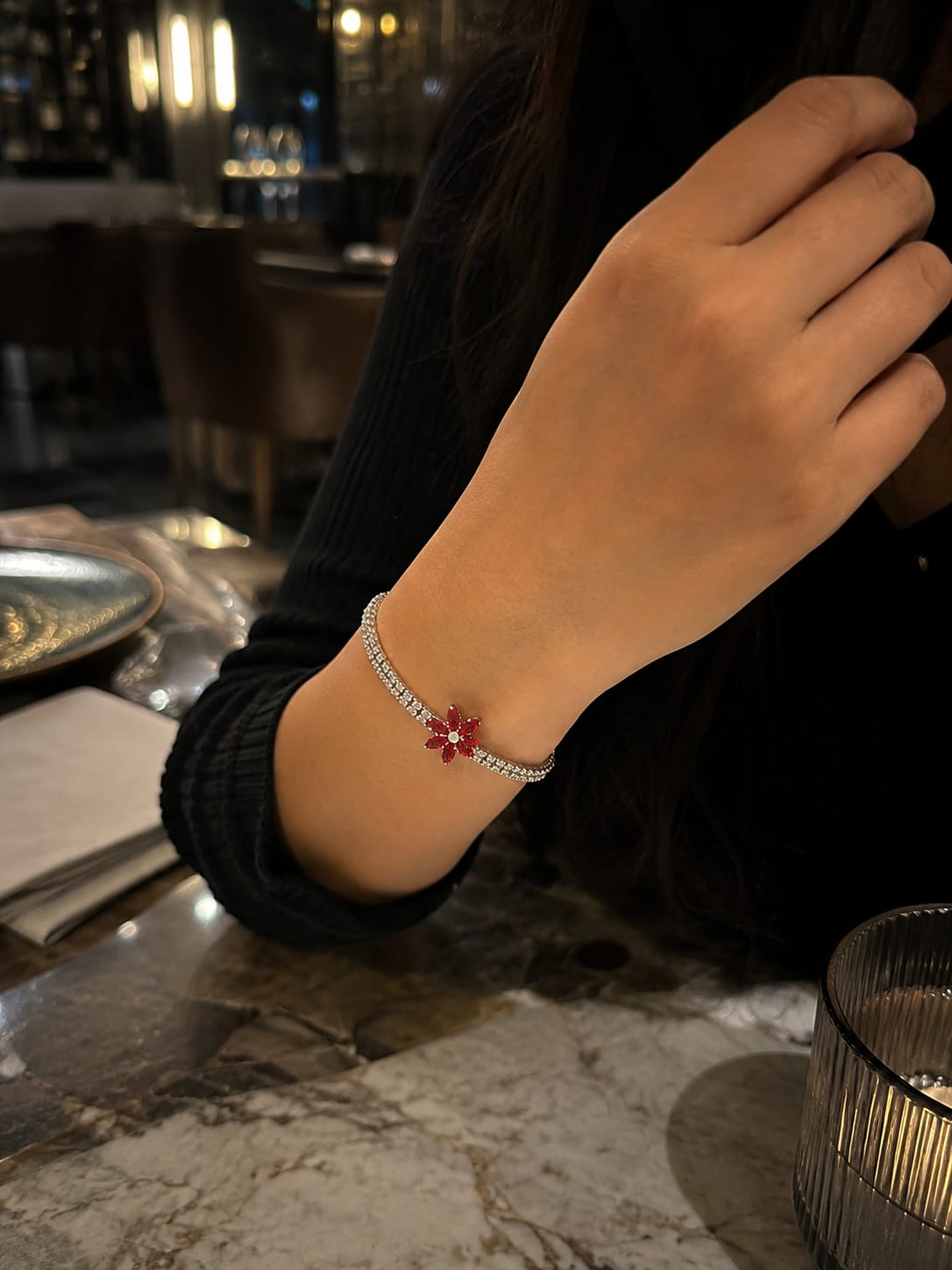 Ruby Bloom Silver bracelet