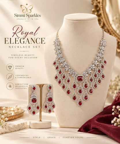 Ruby Royale American Diamond Necklace set