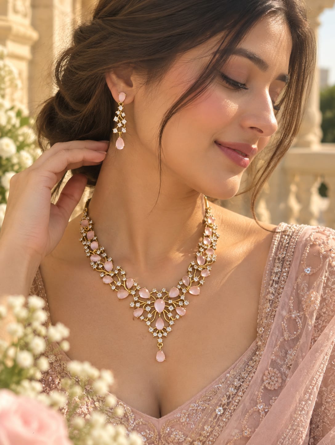 Blush Rose Elegance necklace set