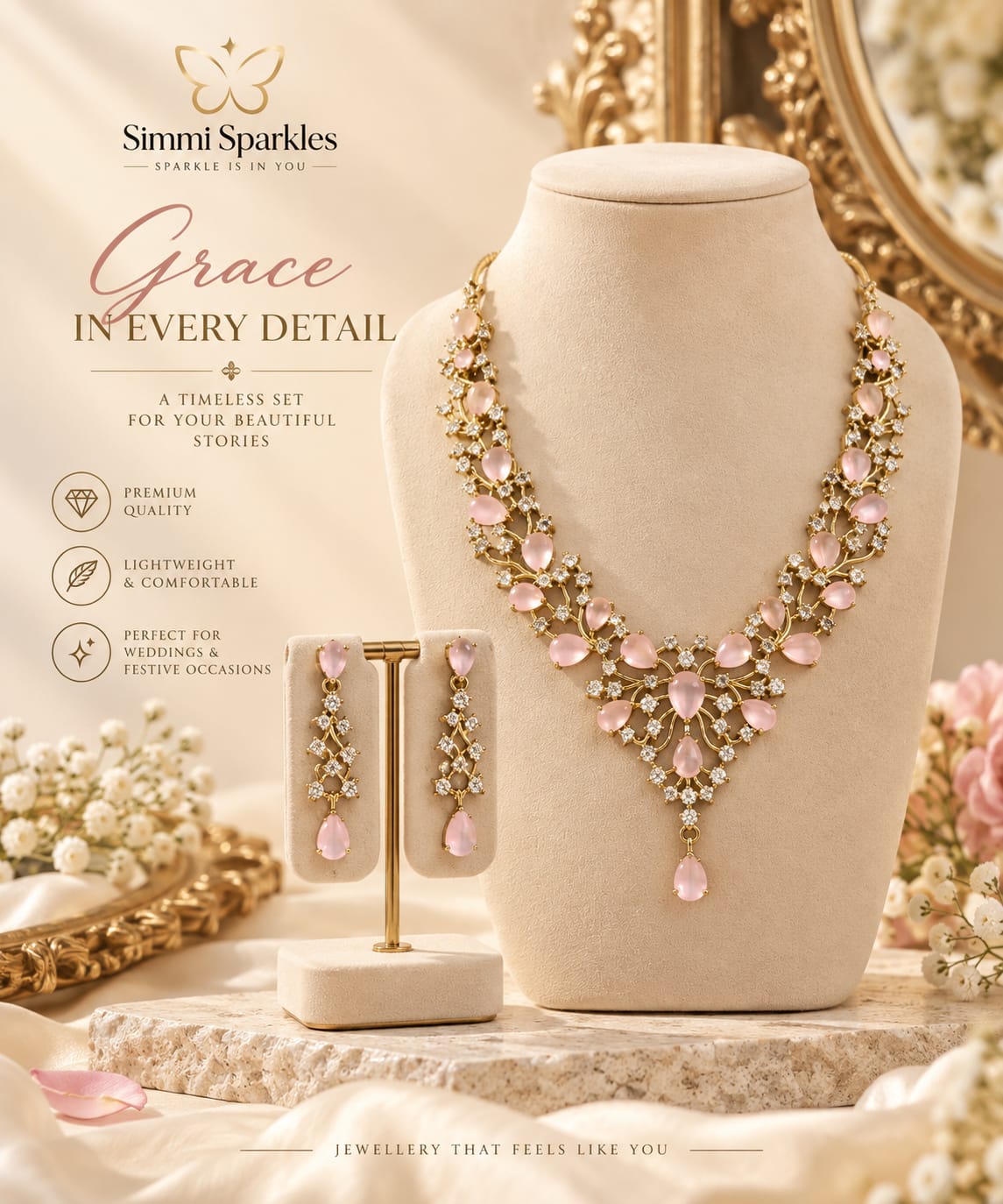 Blush Rose Elegance necklace set