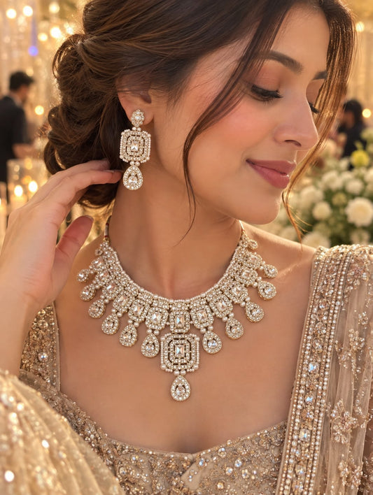 Regal Pearl American Diamond Necklace set
