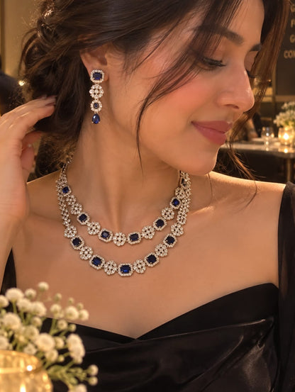 Sapphire royale Dual layer necklace set