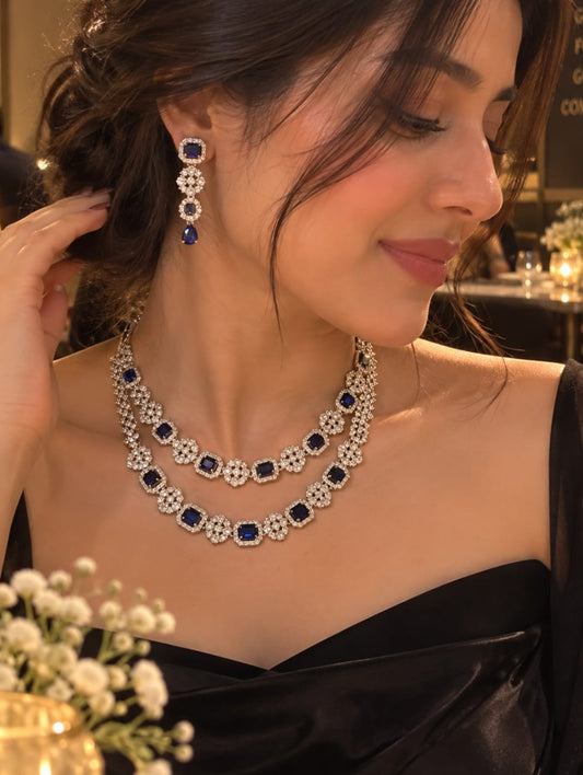 Sapphire royale Dual layer necklace set