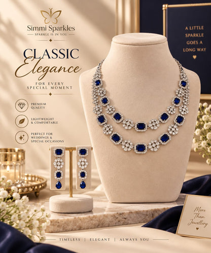 Sapphire royale Dual layer necklace set
