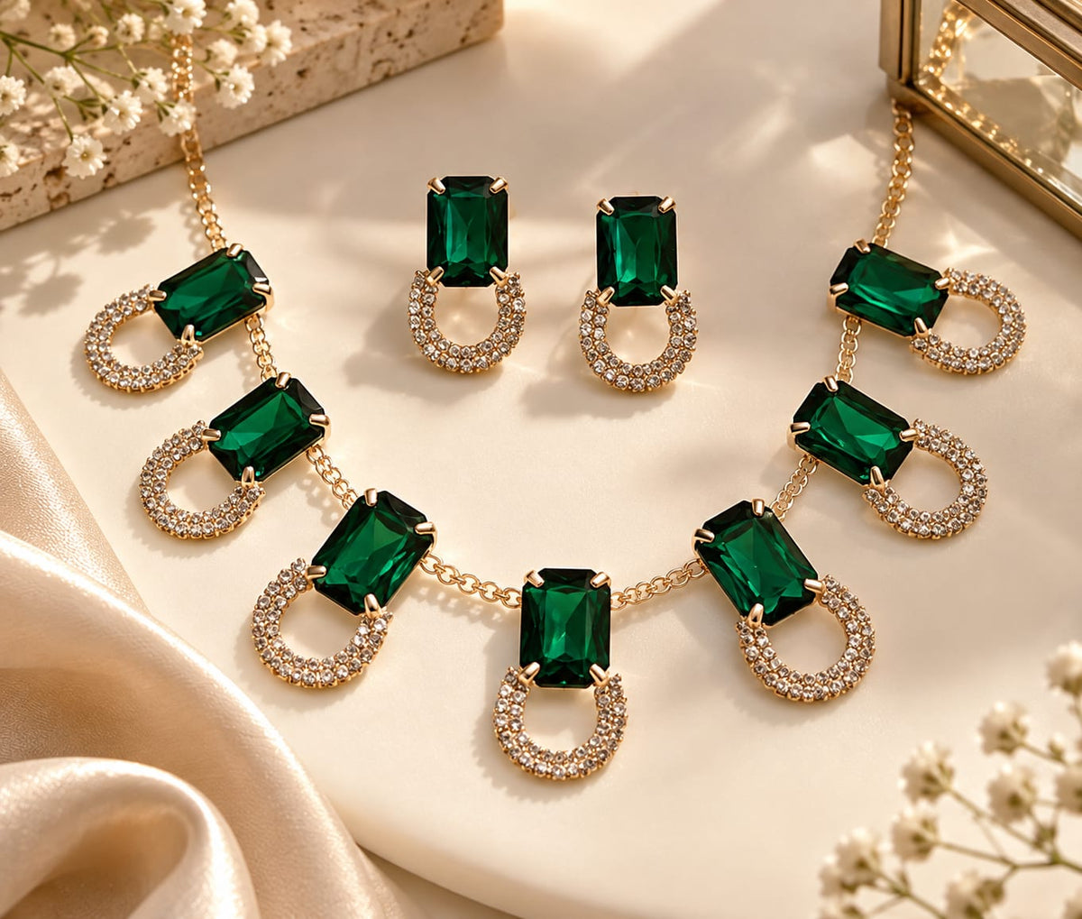 Emerald Link Necklace set