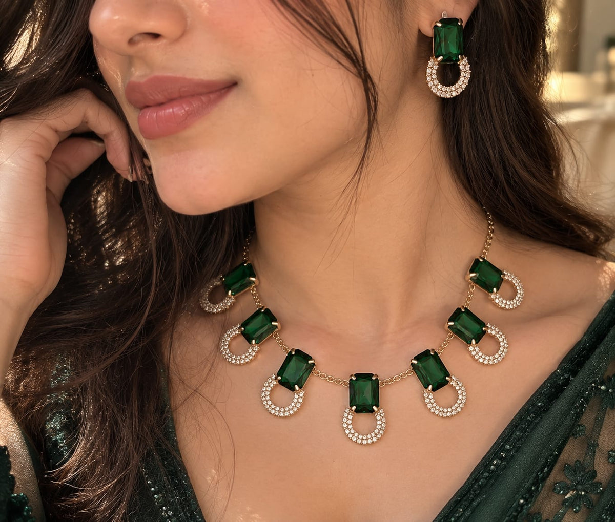 Emerald Link Necklace set