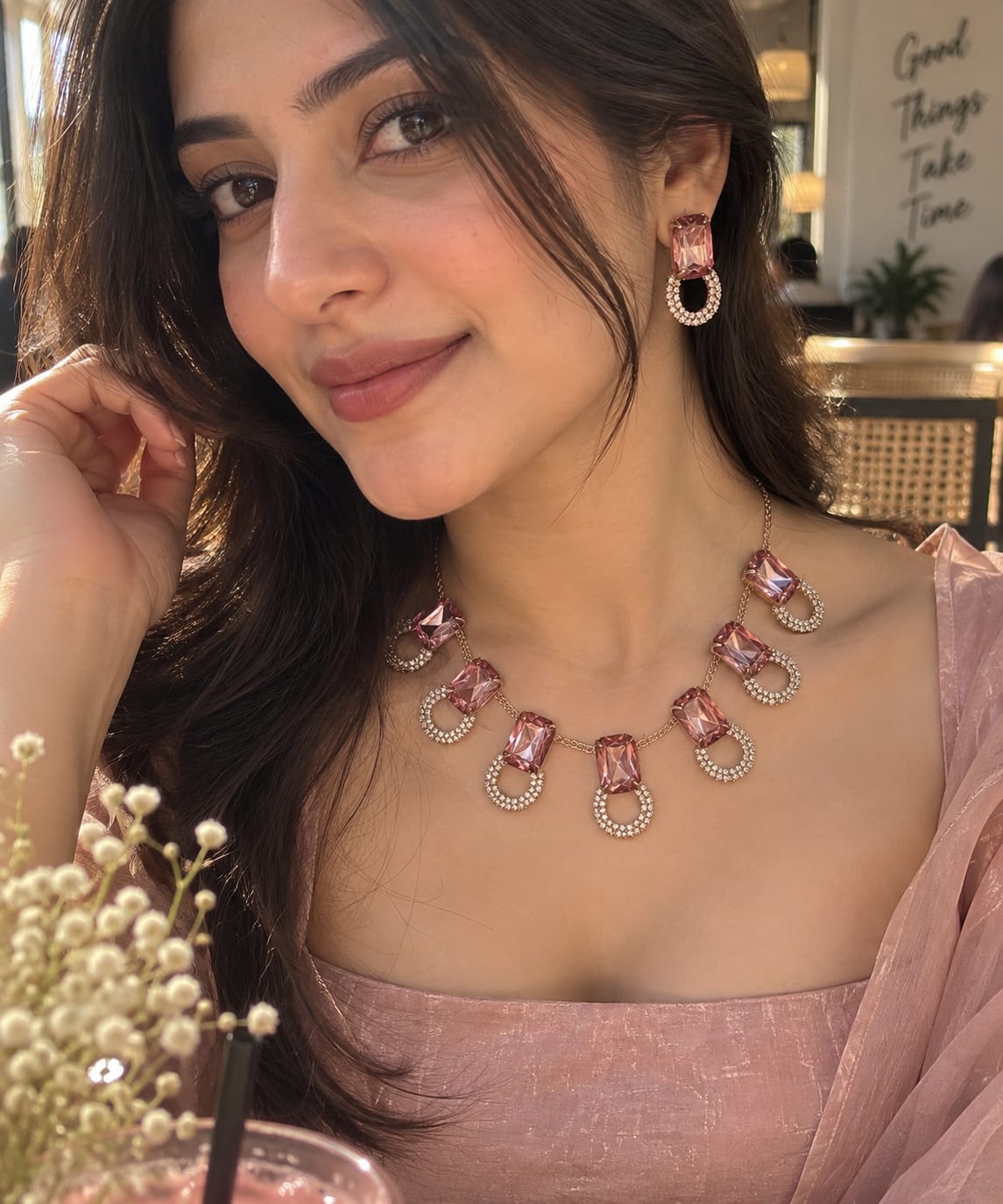 Blush Crystal necklace set