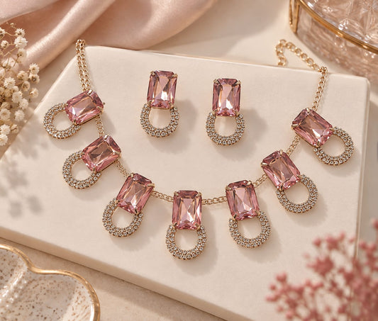 Blush Crystal necklace set