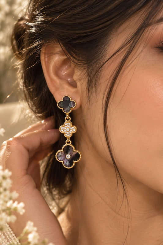 Clover Crystal Drop Earrings