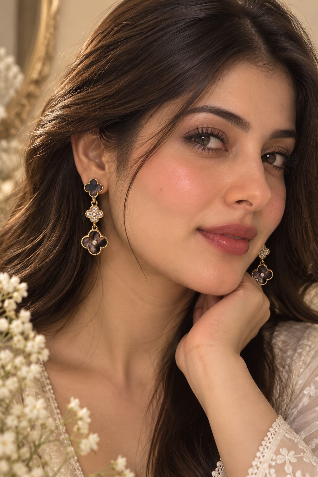 Clover Crystal Drop Earrings