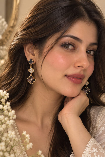 Clover Crystal Drop Earrings