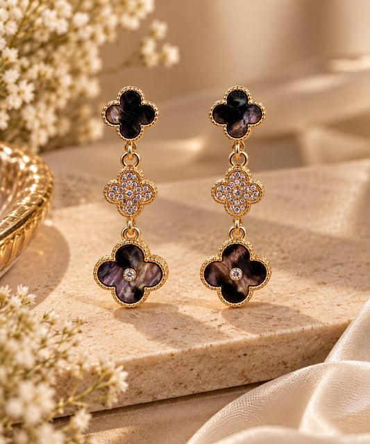 Clover Crystal Drop Earrings