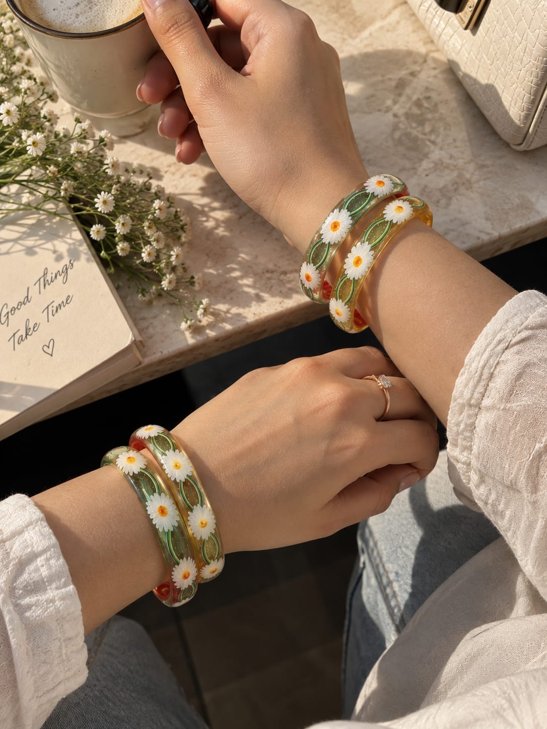 Daisy Bloom Enamel Bangles