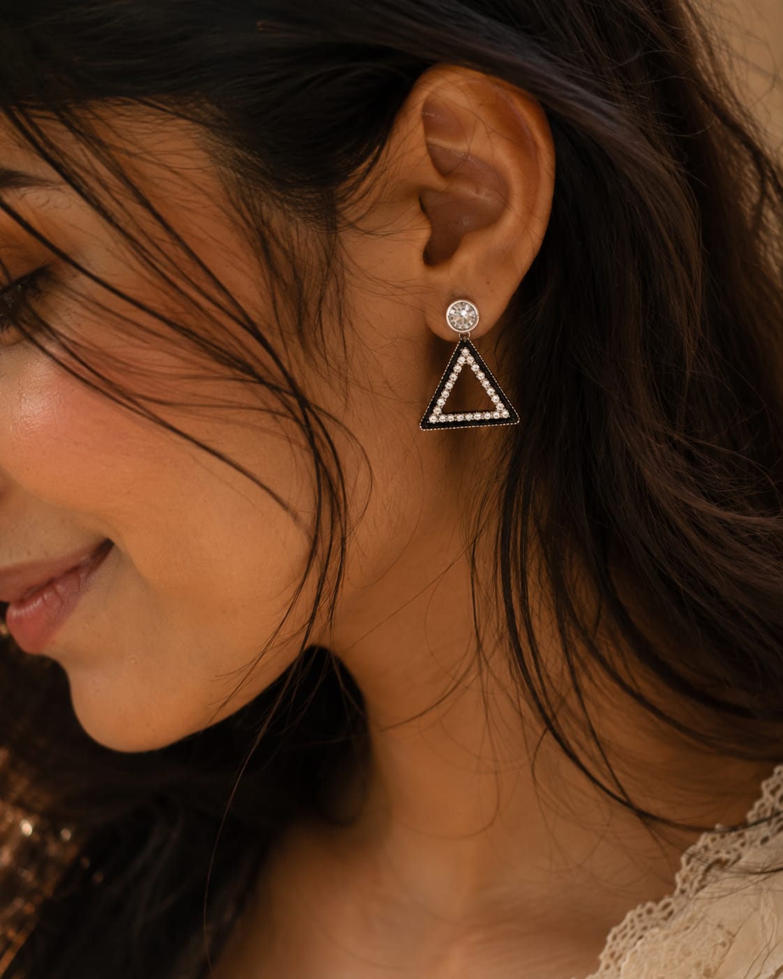 Midnight triangle earrings