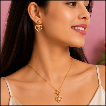 MI amor pendant necklace with earrings