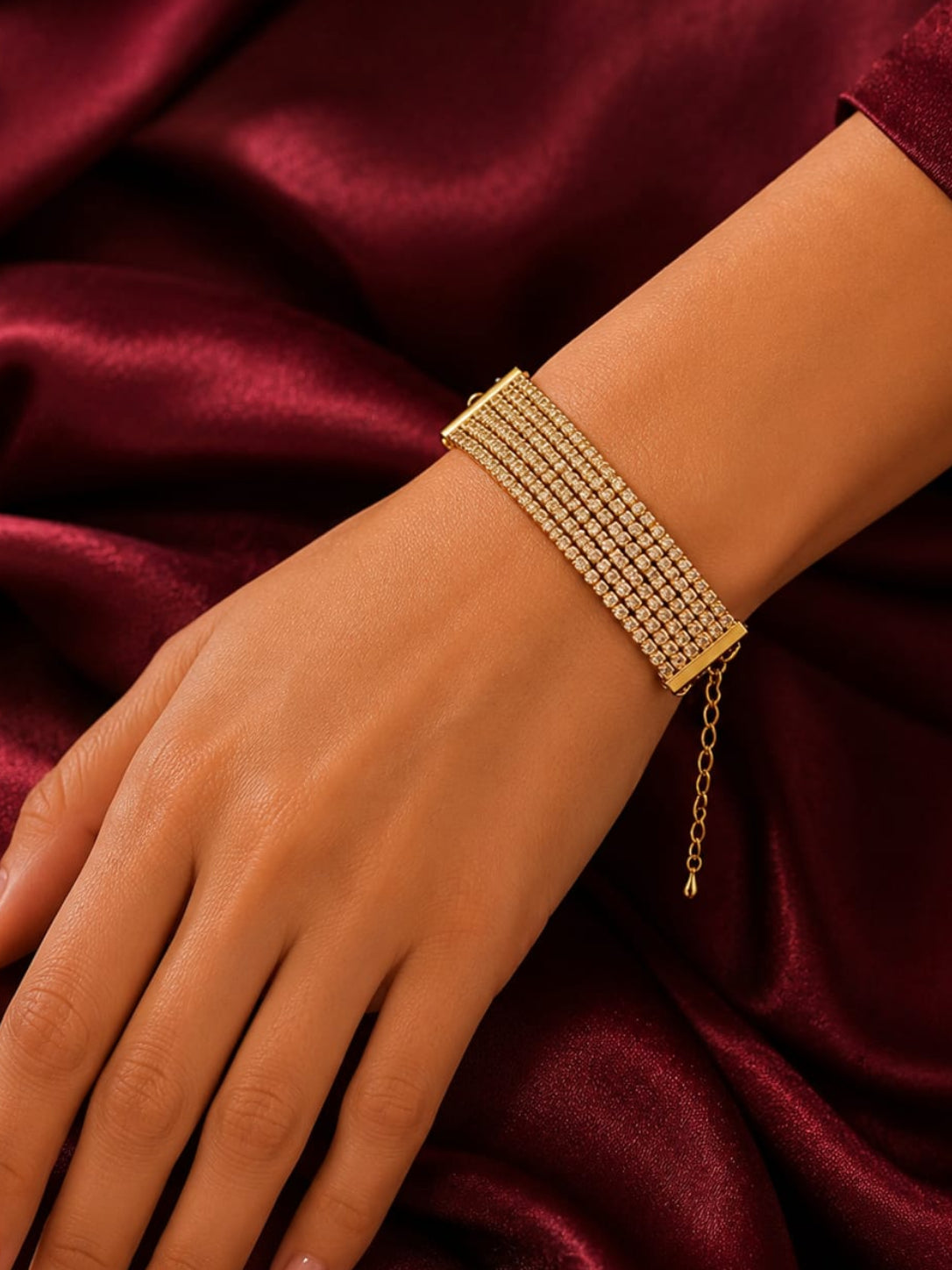 Crystal cascade gold bracelet